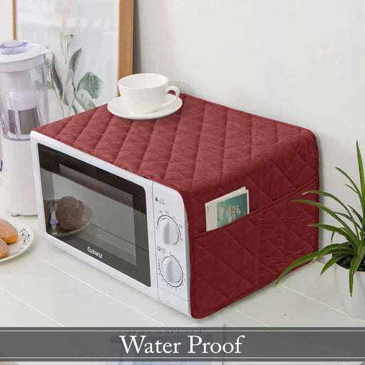Waterproof Quilted Microwave Oven Protector Maroon/Green – Prime HomDecor