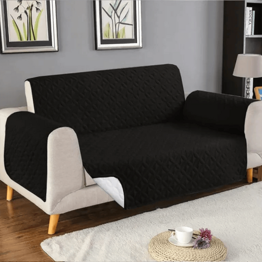 Ultrasonically Punched Quilted Microfiber Sofa Protector - Jet Black