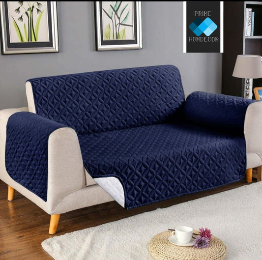 Ultrasonically Punched Quilted Microfiber Sofa Protector - Navy Blue