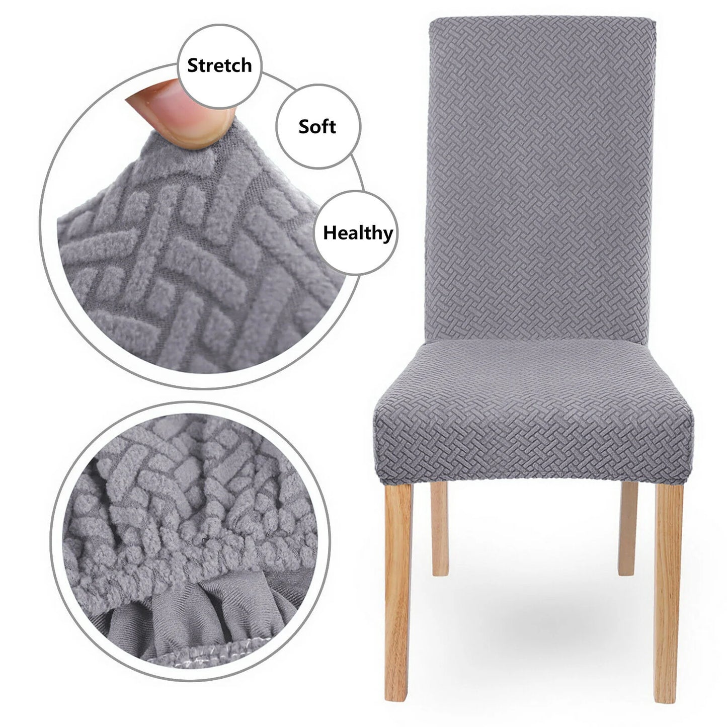 Ticked Jacquard Style Velvet Touch Dining Chair Covers