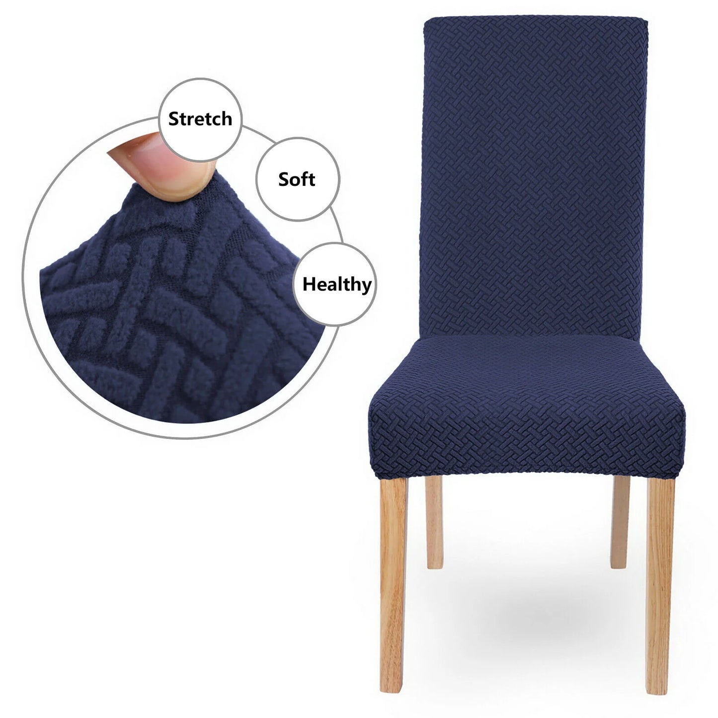 Ticked Jacquard Style Velvet Touch Dining Chair Covers